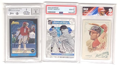 3 Graded Baseball Cards + Autograph (PSA, SCC JSA)