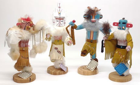 (4) Navajo Native American Kachina Dolls (signed)