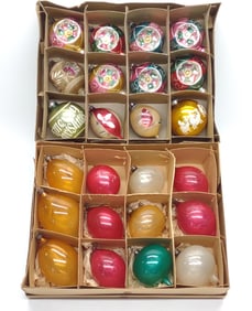24 Vintage 4" Teardrop Glass Christmas Ornaments
