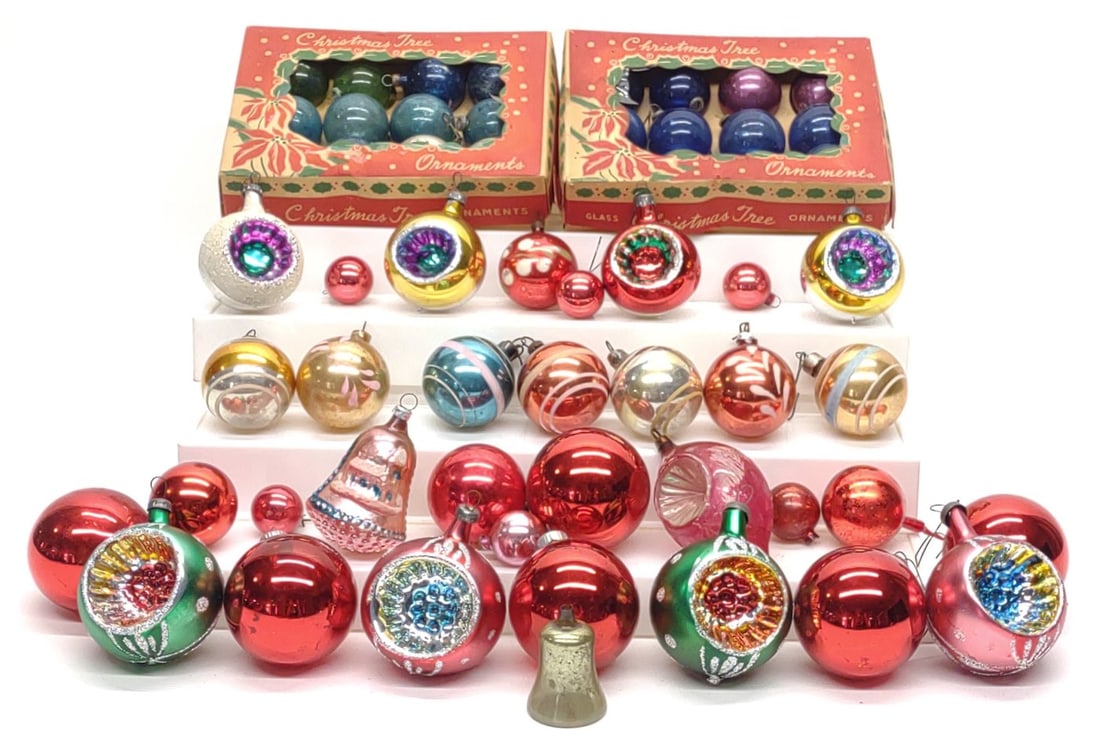 57 Vintage Indent/Round Glass Christmas Ornaments (1 of 11)