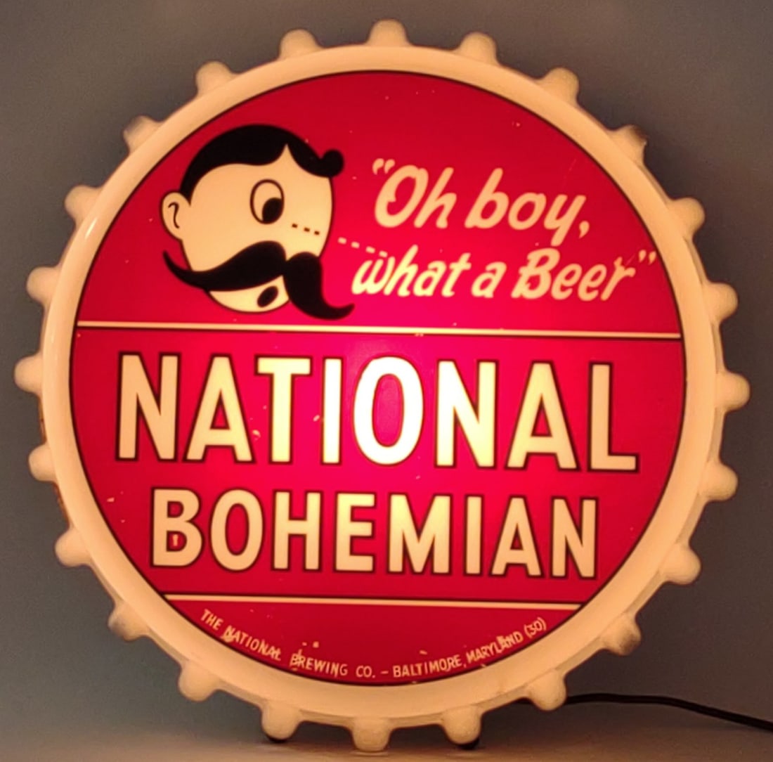 1950s National Bohemian Lighted Cap Sign (Works) (1 of 11)