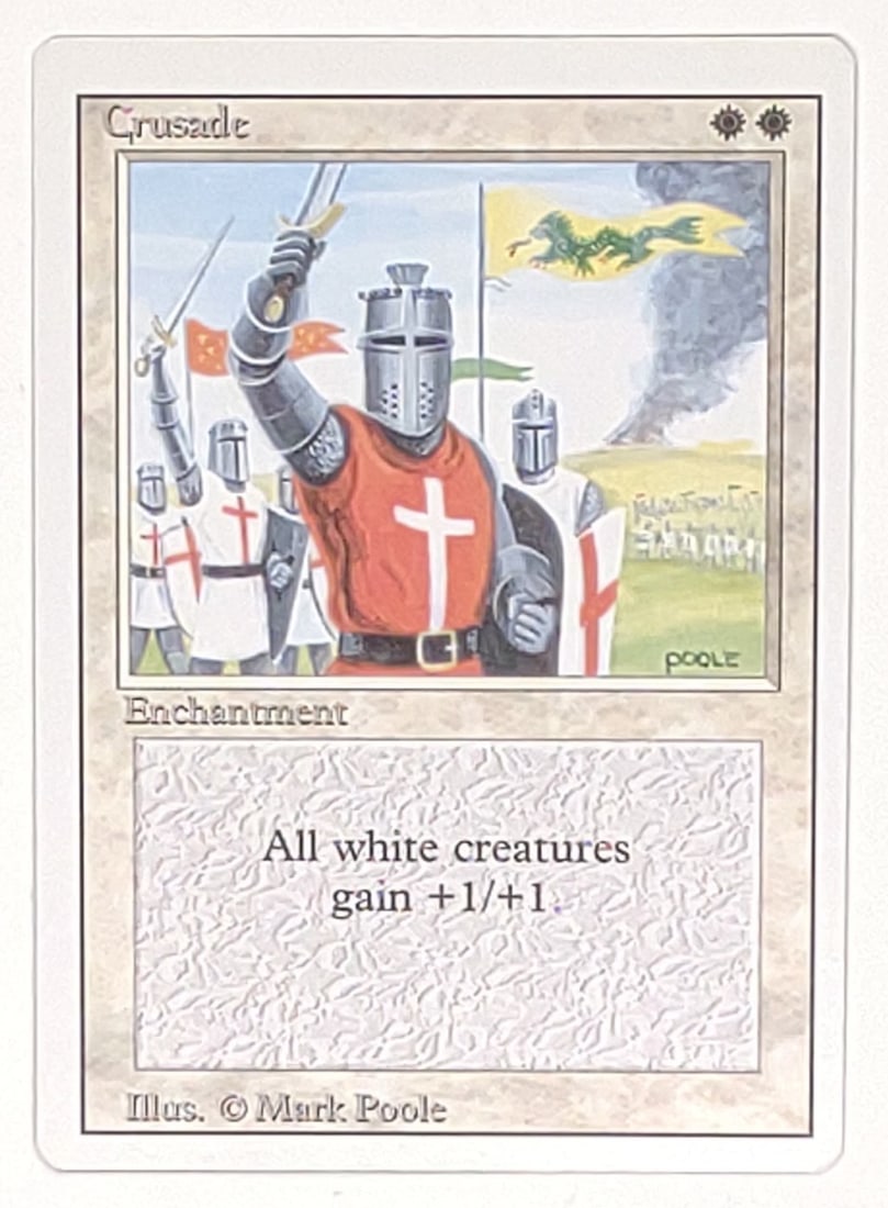 Magic The Gathering Crusade Revised 3rd Ed. Card: Magic The Gathering (MTG) Crusade Enchantment trading card, revised 3rd Edition (1994). Card is sleeved. Card measures approx. 2 1/2 x 3 1/2 in. SHIPPING OPTIONS AVAILABLE: UPS 'Pack & Ship' or LiveSh