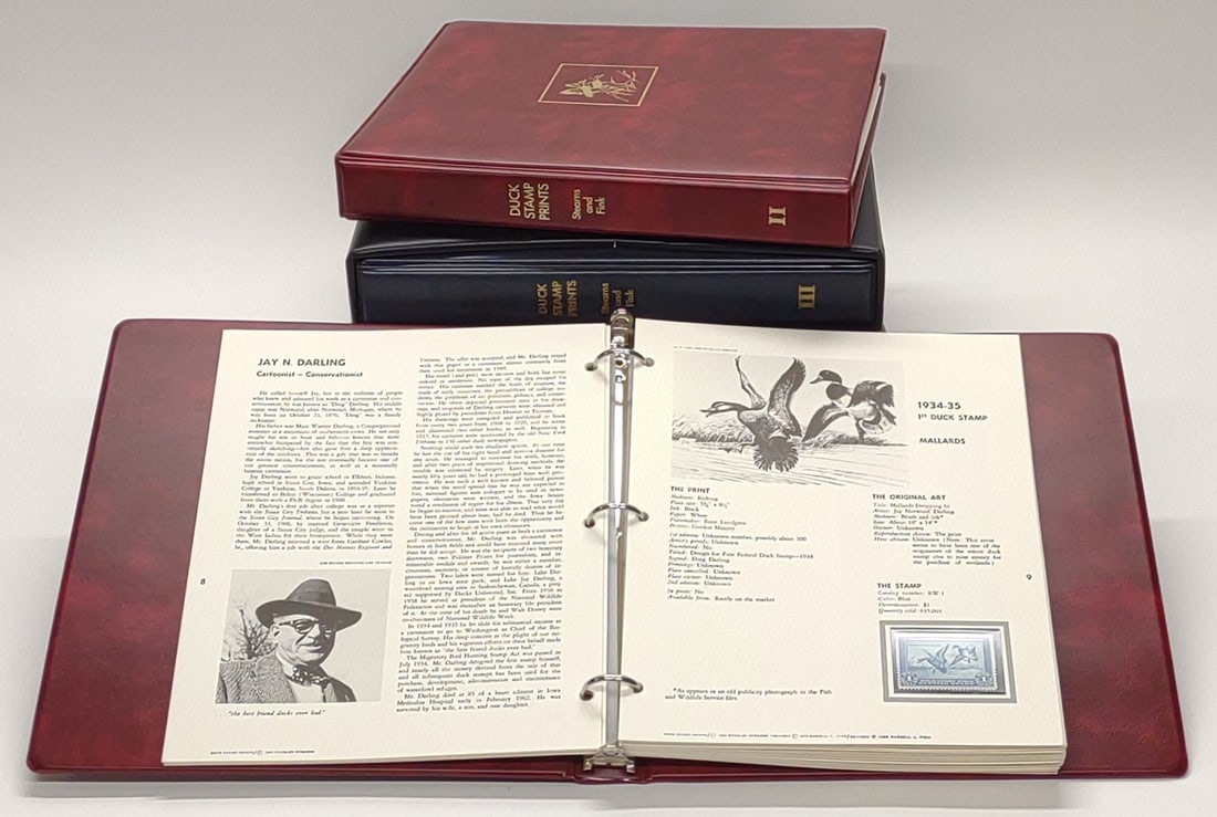 MNH RW1-RW90 US Federal Duck Stamps (RW1 Plated): A complete sterns and fink set of U.S. federal duck stamps from 1934 through 2023. RW-1 through RW-90. All stamps are mint, and unhinged, including stamp RW-1 with top margin plate number single. All