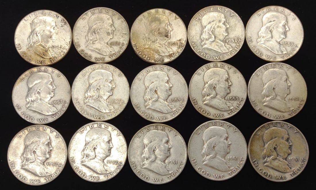 (15) Franklin Half Dollar US Coins (90% Silver) (1 of 7)