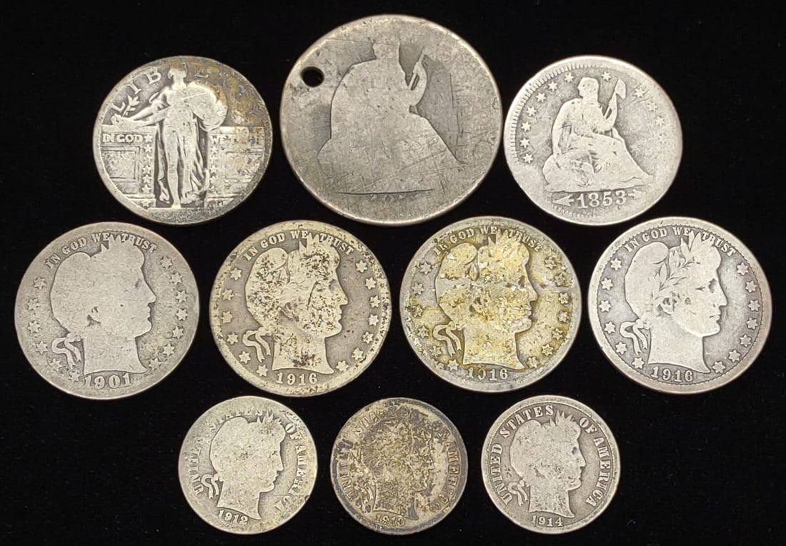 (10) 90% Silver US Coins (Barber & Liberty) (1 of 9)