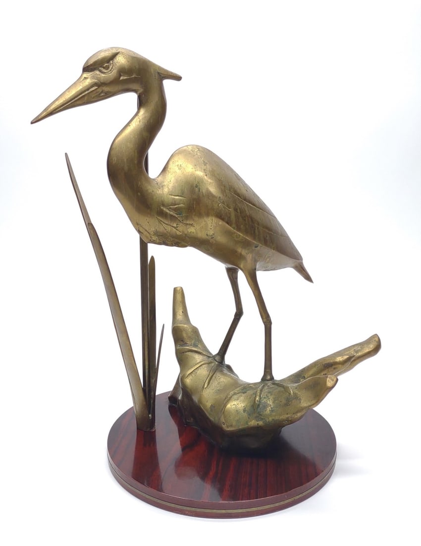 Vintage Brass Heron Sculpture / Statue (1 of 8)