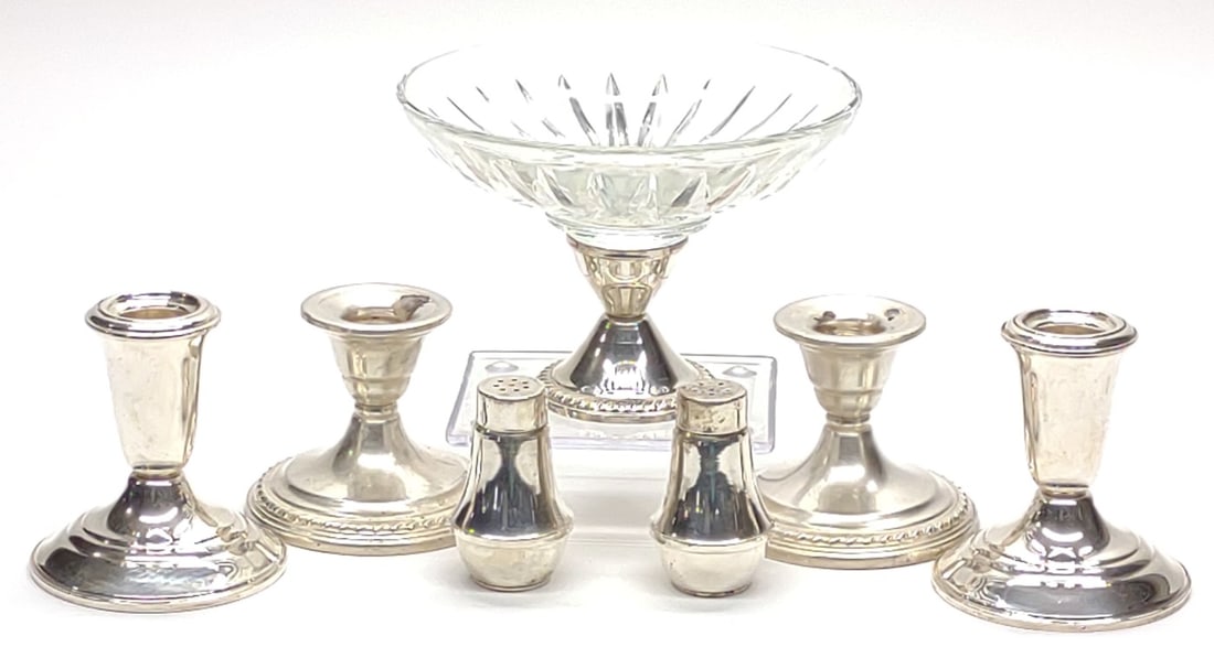 7 pc. Sterling Silver Weighted Candlesticks & More (1 of 10)