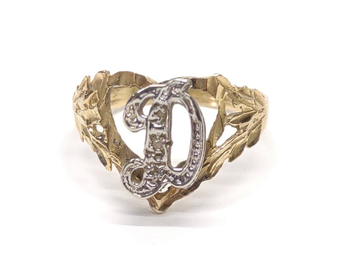 14K Gold Two Tone "D" Initial Ring (sz 6.75) (1 of 7)