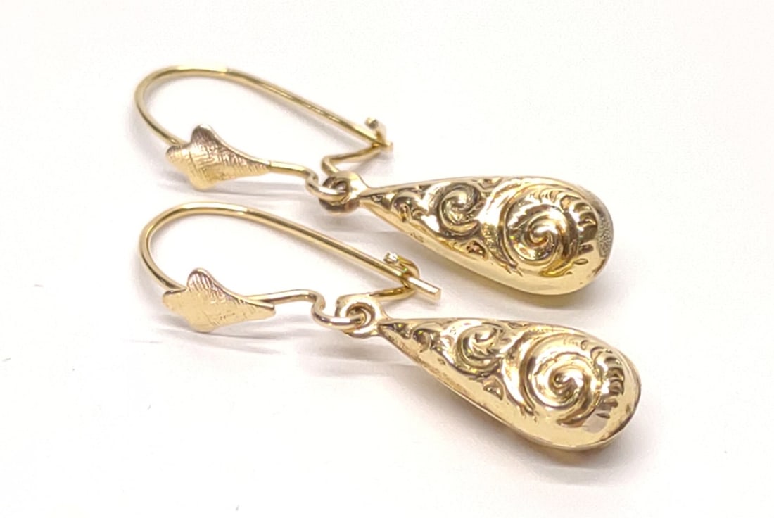 14K Yellow Gold Dangle Drop Earrings (1 of 5)