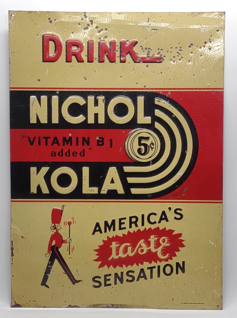 Nichol Kola Single Sided Tin Embossed Sign 28x20" (1 of 10)