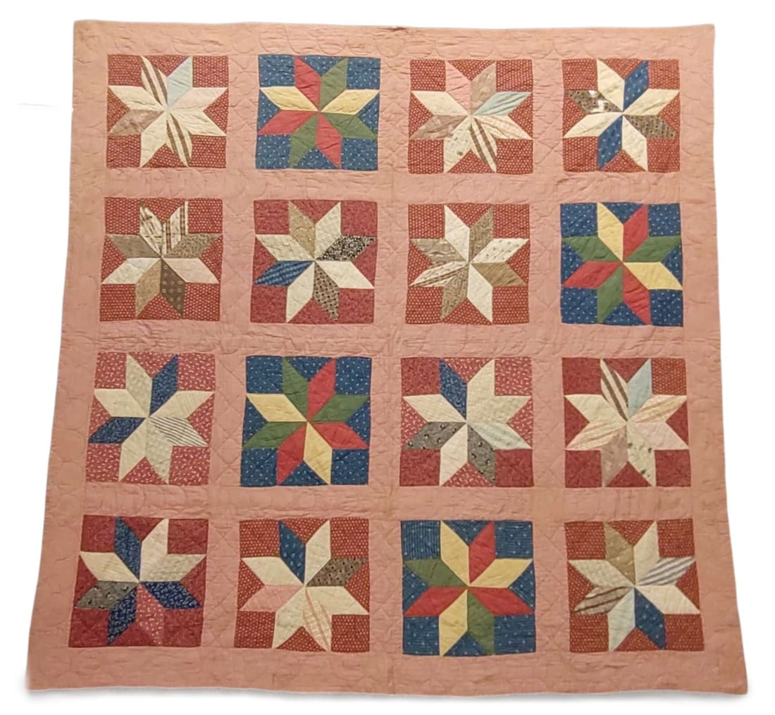 Vintage 1930s LeMoyne Star Quilt 7' x 7': Vintage, 1930s, LeMoyne Star pattern quilt. Measures approx 84 x 84 in. Folded measures approx. 18 x 12 x 7 in. SHIPPING OPTIONS AVAILABLE: UPS 'Pack & Ship' or LiveShipping. In-house shipping availab