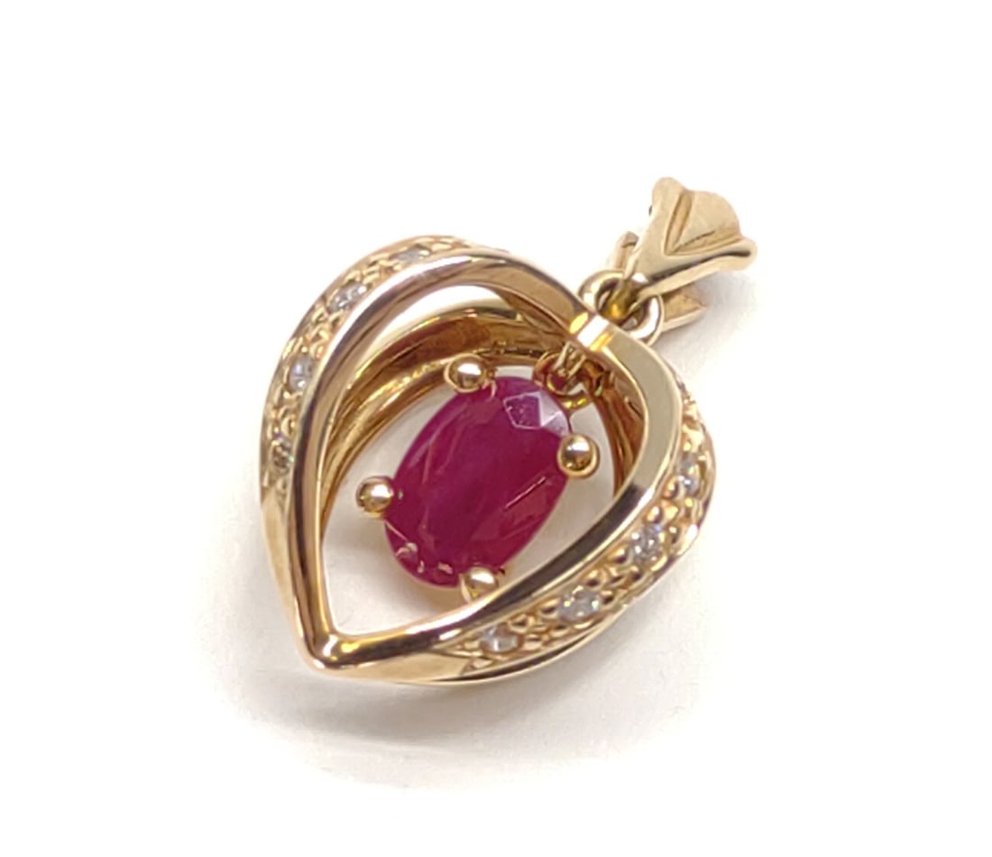 14K Gold Ruby & Diamond Drop Pendant (1 of 8)