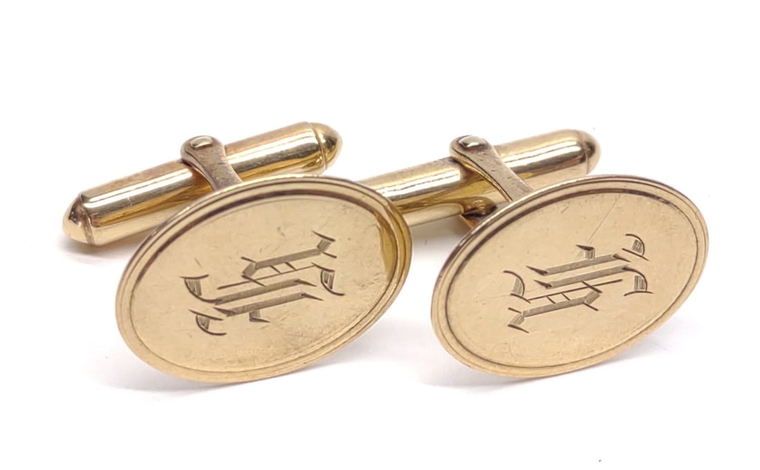 10K Yellow Gold Monogrammed Cufflinks (1 of 5)