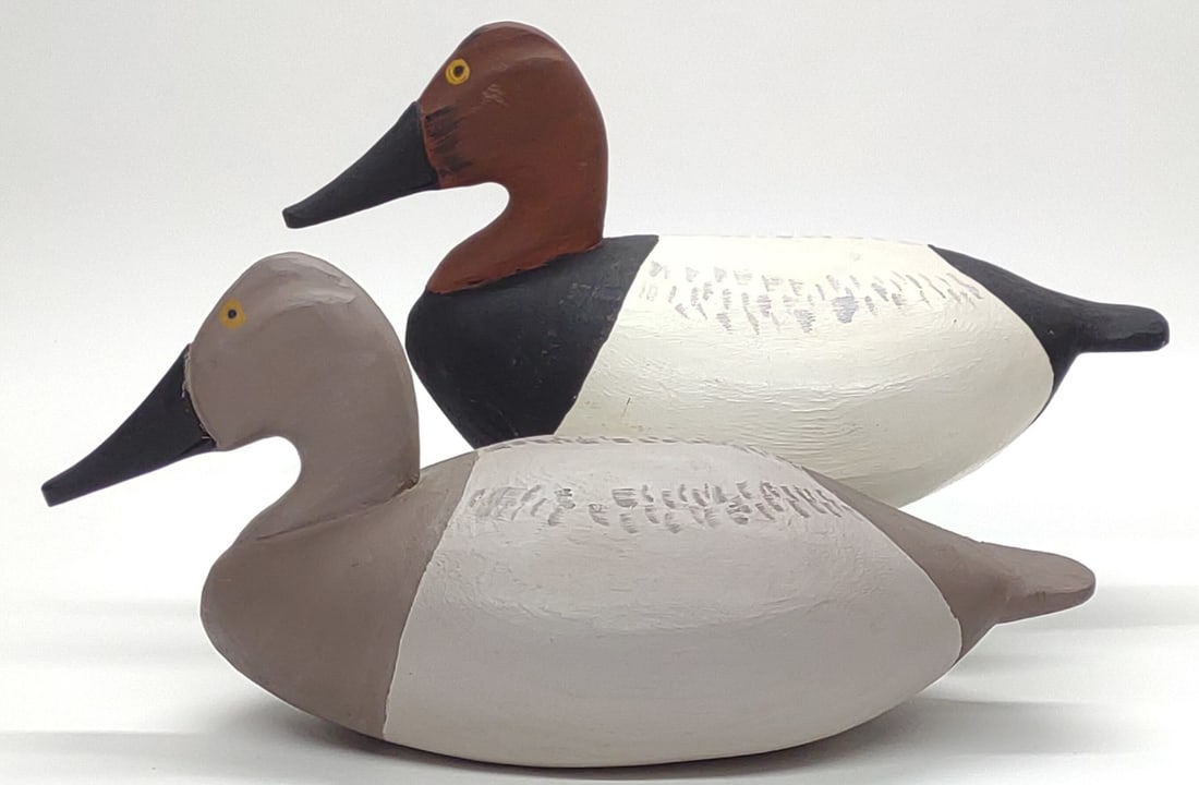 Pair of Ralph A Pyle Canvasback Duck Decoys (1 of 8)