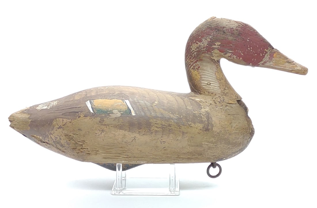Green-winged Teal Working Duck Decoy (Jobes Body): Repainted green-winged teal duck decoy. Jobes family body, reheaded. No branding marks. Measures approx. 13 1/2 x 6 x 8 1/2 in. SHIPPING OPTIONS AVAILABLE: UPS 'Pack & Ship' or LiveShipping. In-house
