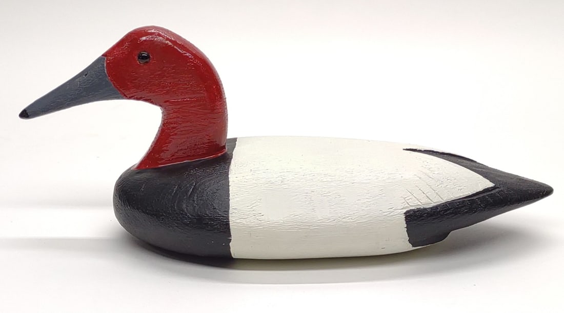 Carved Canvasback Drake Duck Decoy (Branded VT) (1 of 6)