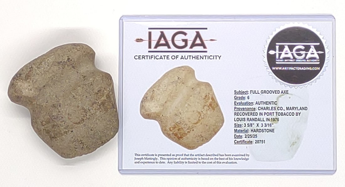 Native American Full Grooved Axe MD (IAGA COA) (1 of 5)