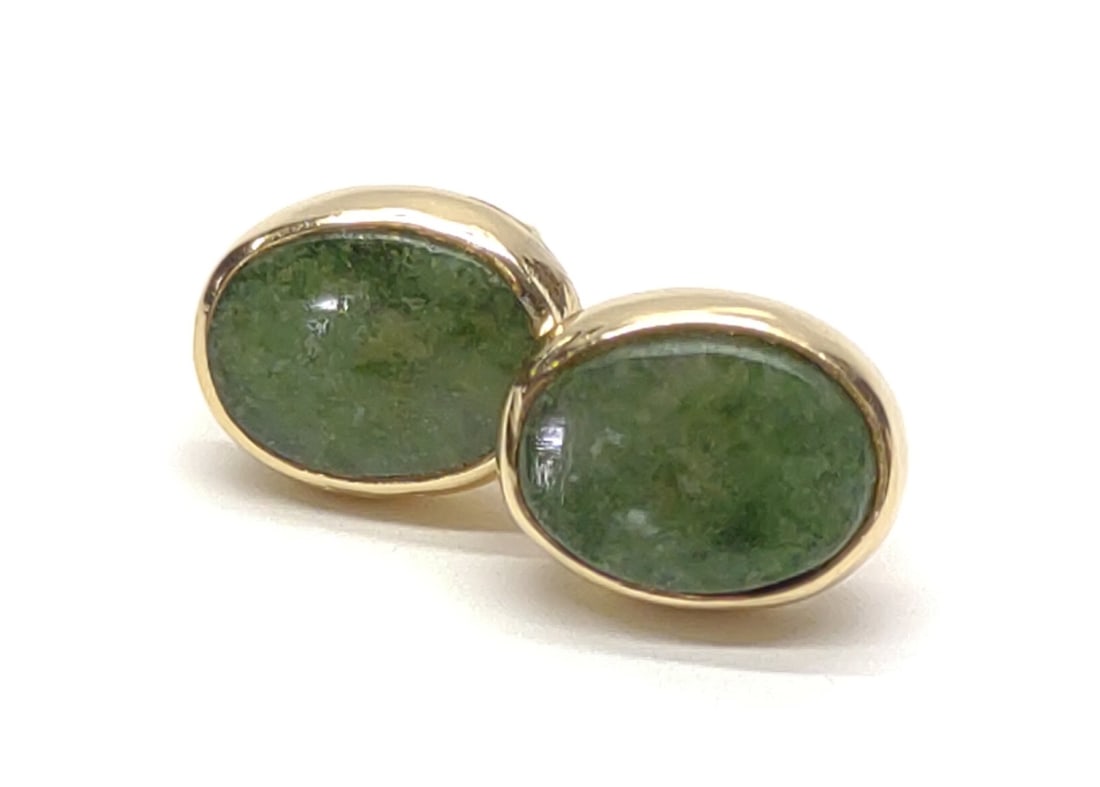 14K Yellow Gold & Jade Stud Earrings (1 of 7)