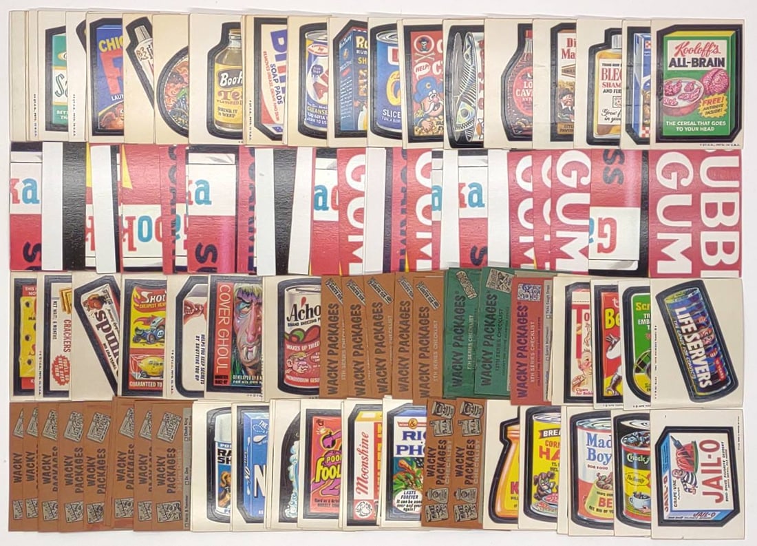 (190) Wacky Packages Cards (Complete 2nd Series): (190) Topps Vintage Wacky Packages sticker trading cards and Series Checklist cards. Includes complete 2nd series set (1973). Also includes original sticker trading cards from series #1, #2, #3, #5, #
