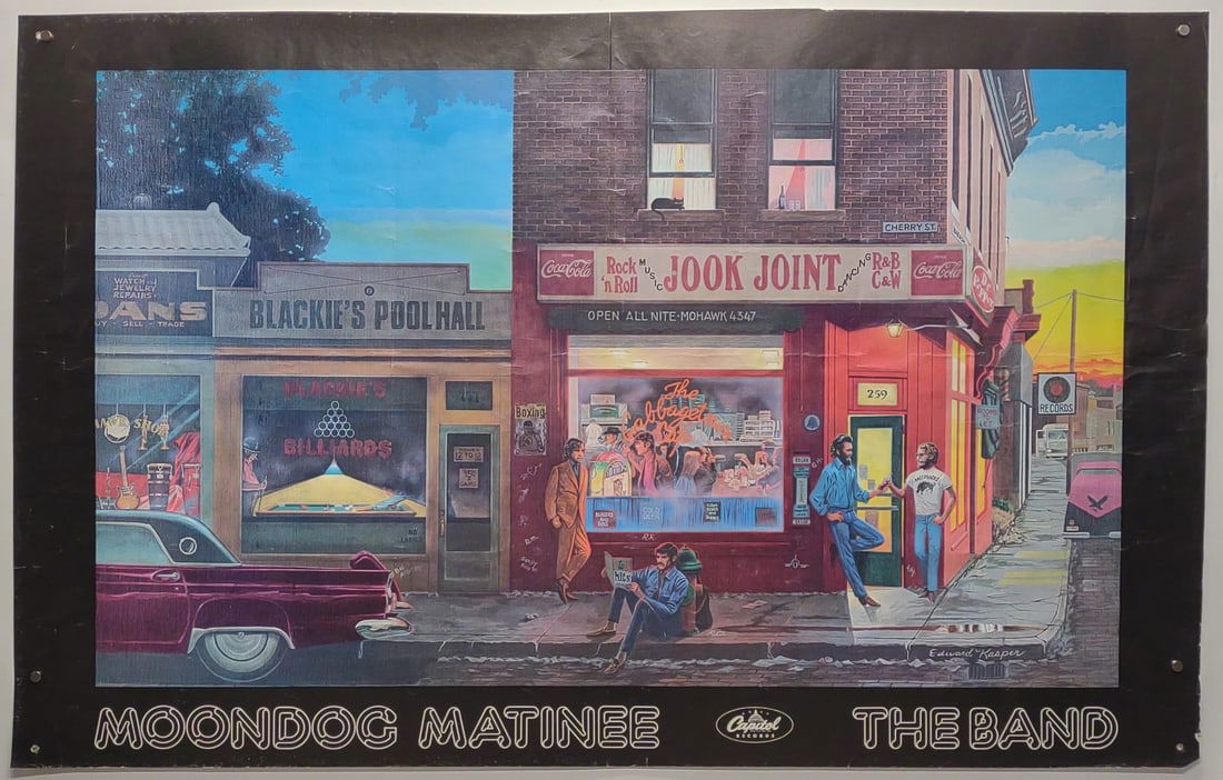1973 The Band Moondog Matinee Promo Poster 44x28": Vintage 1973 original The Band - Moondog Matinee Capital Records promotional advertising record store paper poster. Displays Capital Records logo on lower margin. Poster measures approx. 44 x 28 in. P