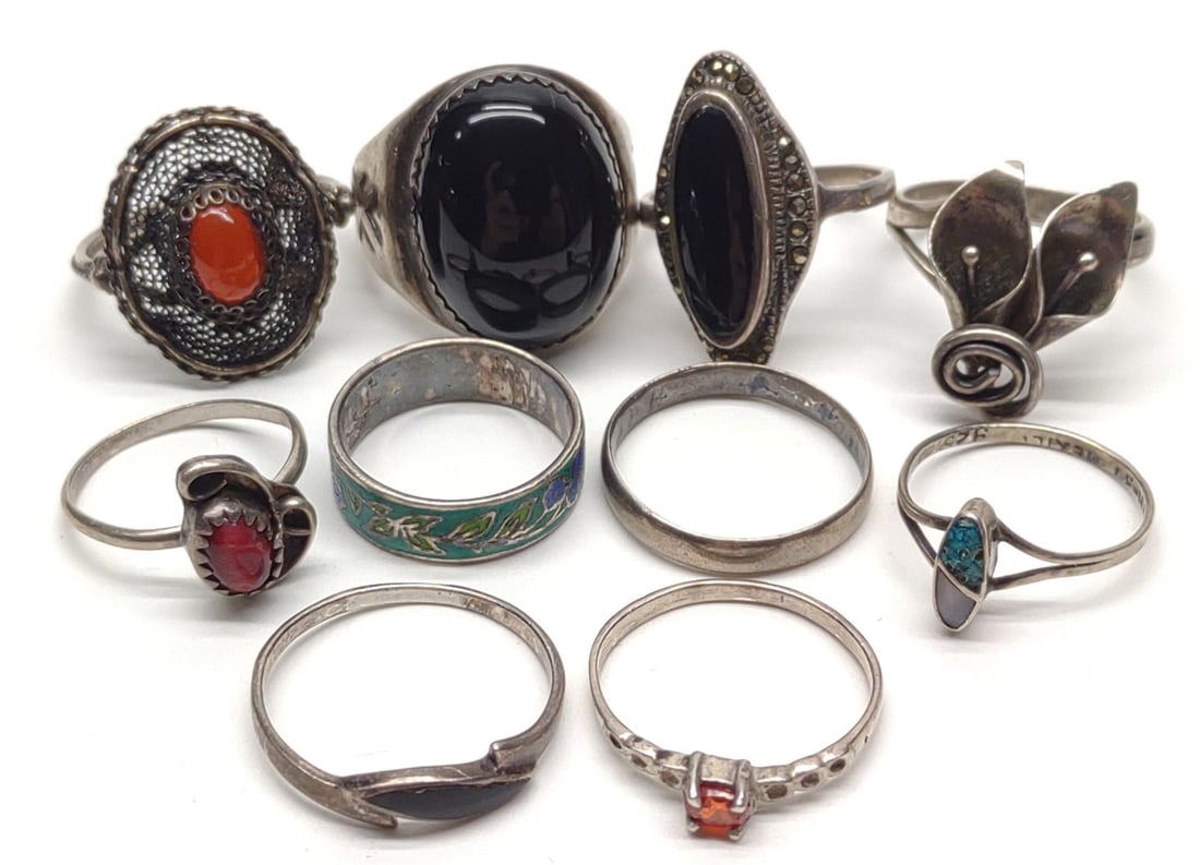 10 Sterling Silver Rings (Includes Onyx) (1 of 11)
