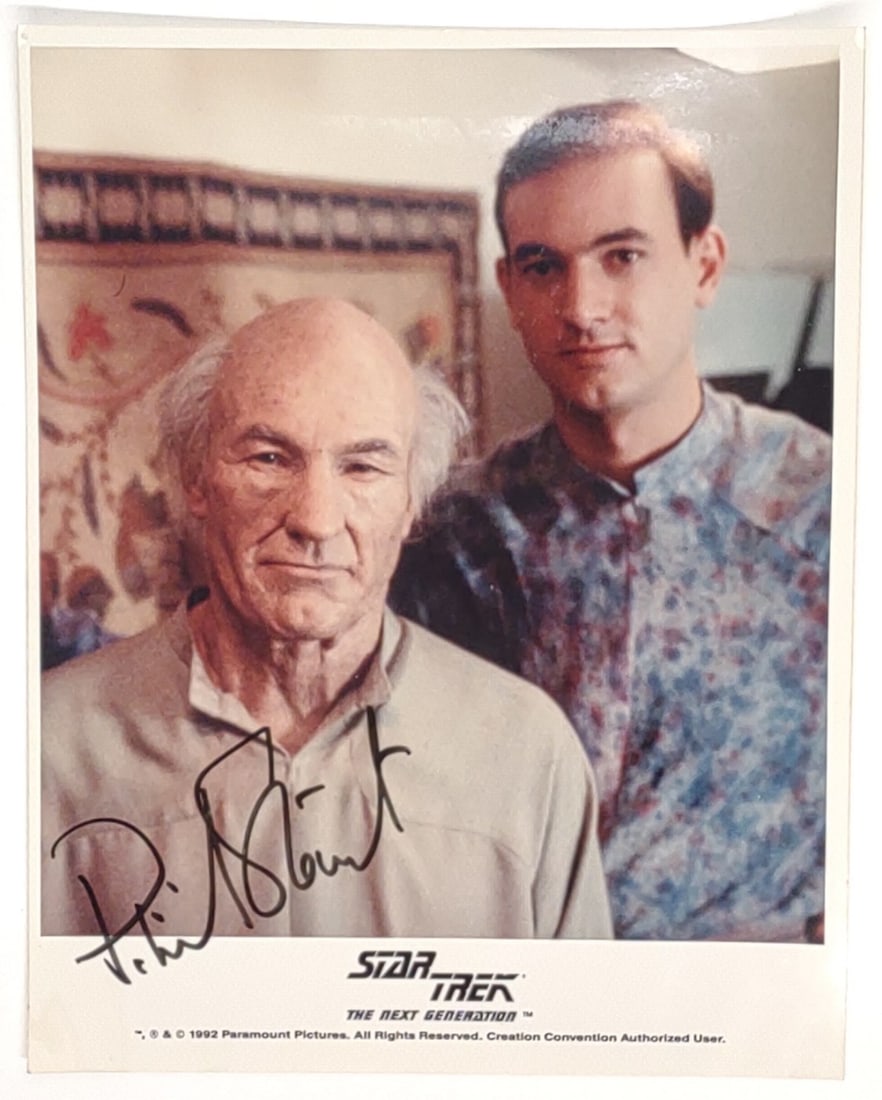 Patrick Stewart Autographed Star Trek 8x10 Photo: 1992 Paramount Pictures Star Trek The Next Generation photograph autographed by Patrick Stewart. Photo measures approx. 8 x 10 in. SHIPPING OPTIONS AVAILABLE: UPS 'Pack & Ship' or LiveShipping. In-hou