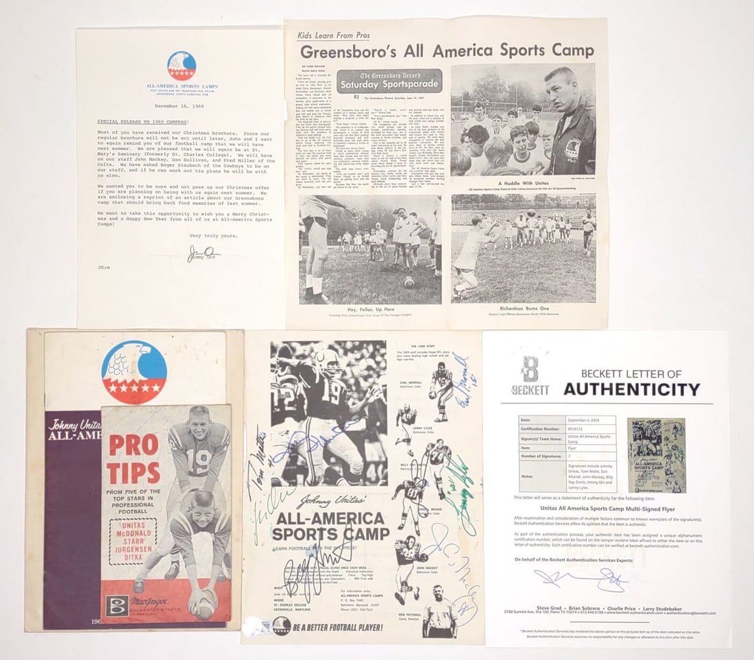 Johnny Unitas Signed Football Sports Camp Program (1 of 8)