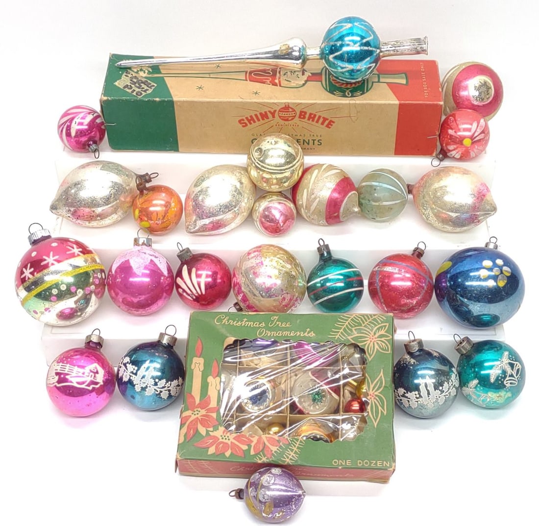 49 Vintage Christmas Ornaments Shiny Brite Topper (1 of 6)