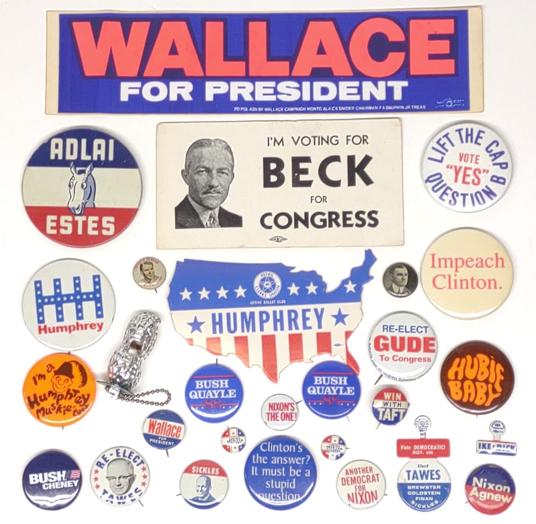 (28) Vintage Political Campaign Button Pins (1 of 12)