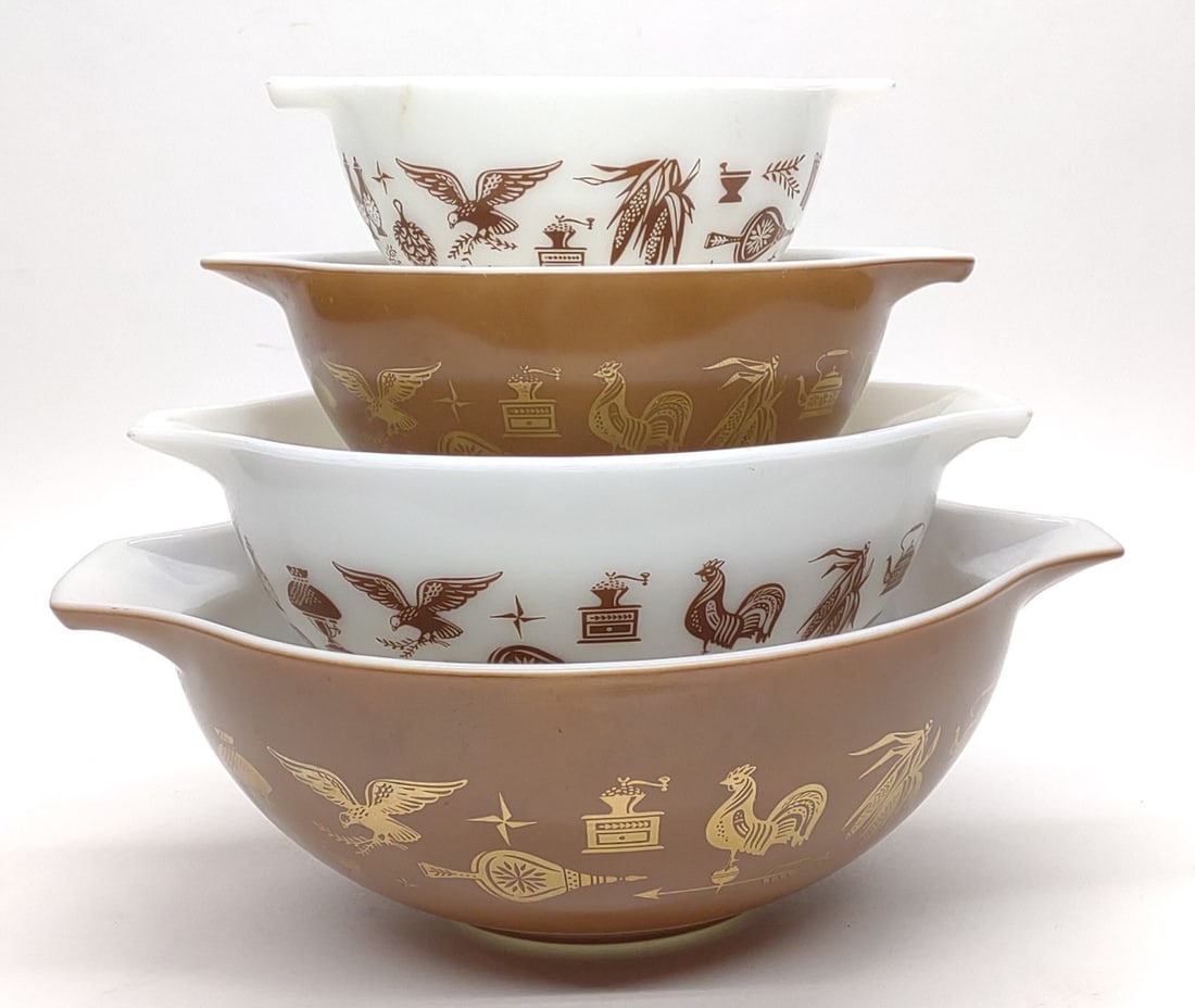 4 pc Pyrex Early American Mixing Bowl Set (1 of 10)