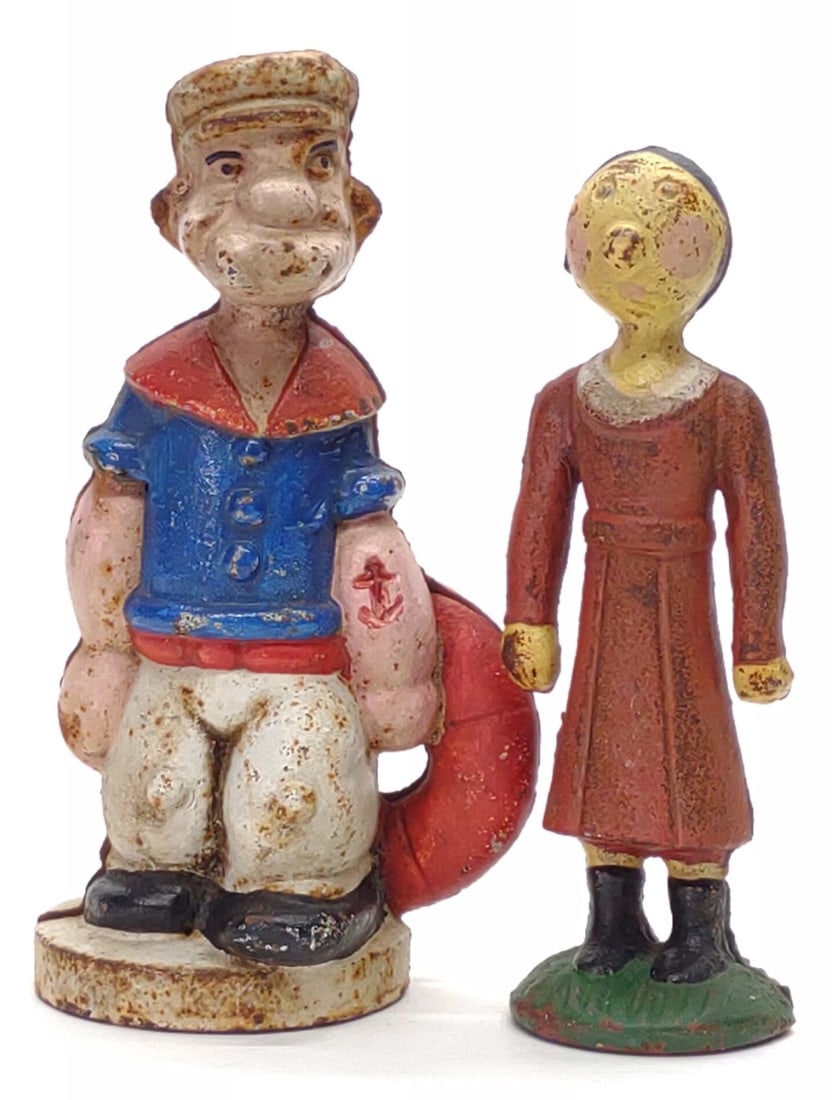 Vintage Popeye & Olive Oyl Cast Iron Still Banks (1 of 8)