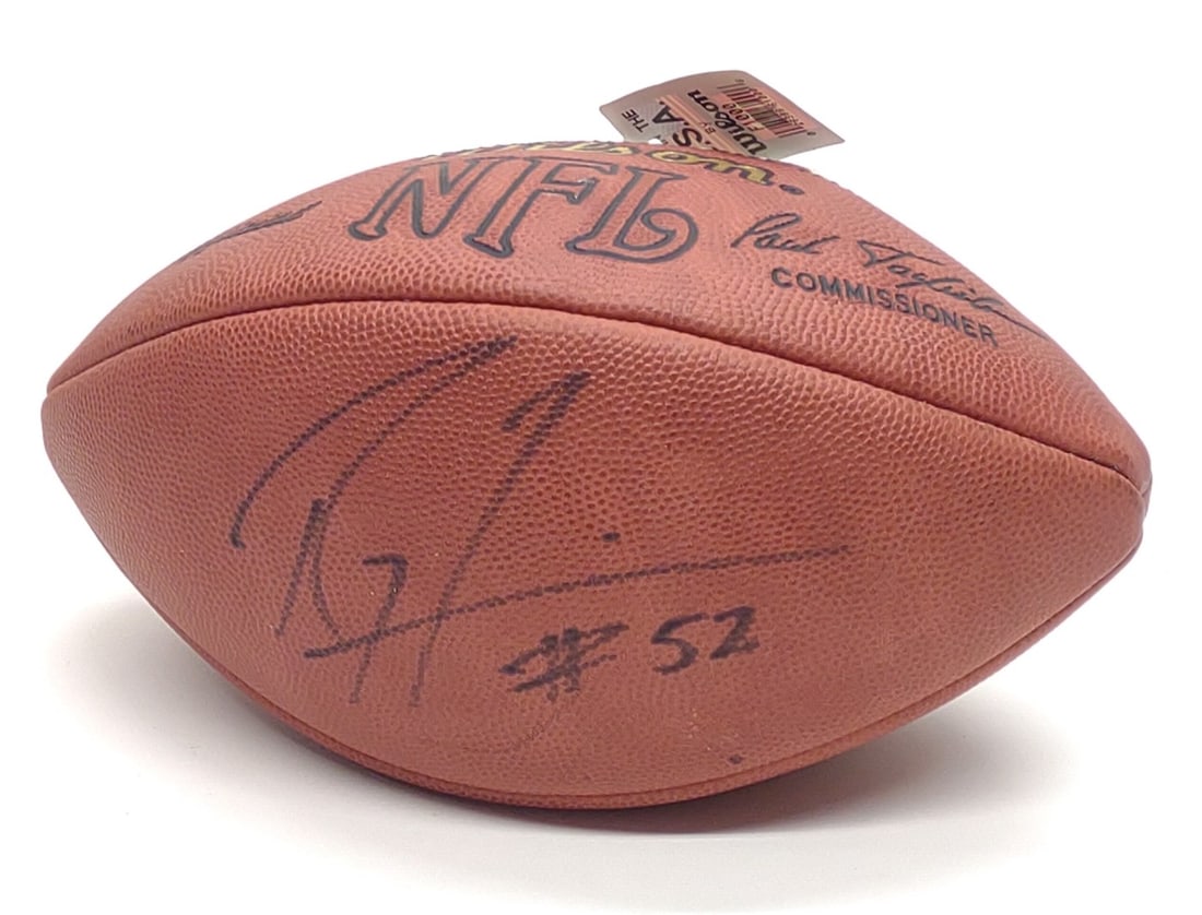 Ray Lewis Autographed Football: Baltimore Ravens Ray Lewis signed football. Signed "Ray Lewis #52". Includes acrylic display case. Display case measures approx. 12 x 7 1/2 x 7 1/2 in. SHIPPING OPTIONS AVAILABLE: UPS 'Pack & Ship' or