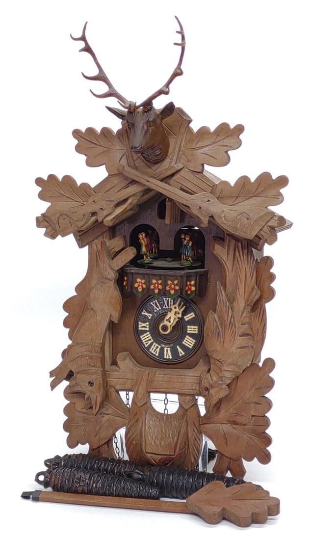 German Hunter 1-Day Black Forest Cuckoo Clock (1 of 12)