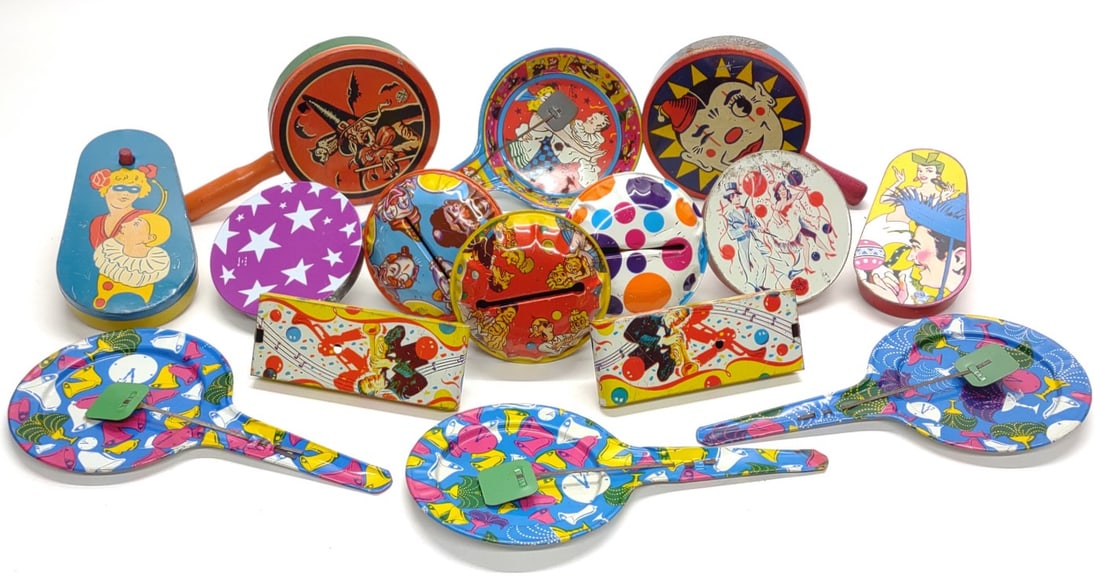 15 Vintage Tin Litho Noisemakers (Incl. Halloween) (1 of 14)