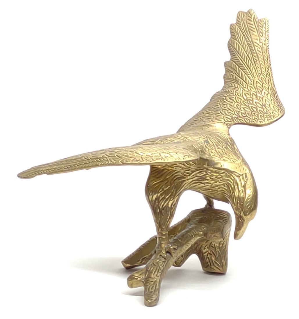 Brass Bald Eagle On Branch Sculpture (1 of 8)