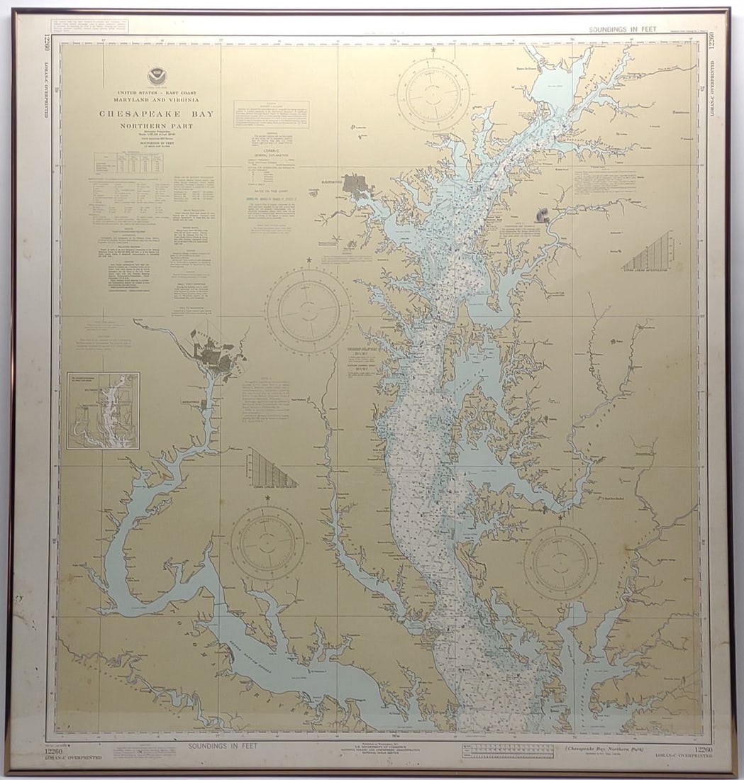 1942 Chesapeake Bay Chart Water Chart Map in Frame (1 of 14)