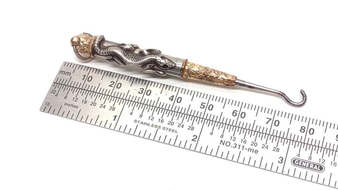 7 Sterling Silver Rattle, Button Hook & Flatware - 10