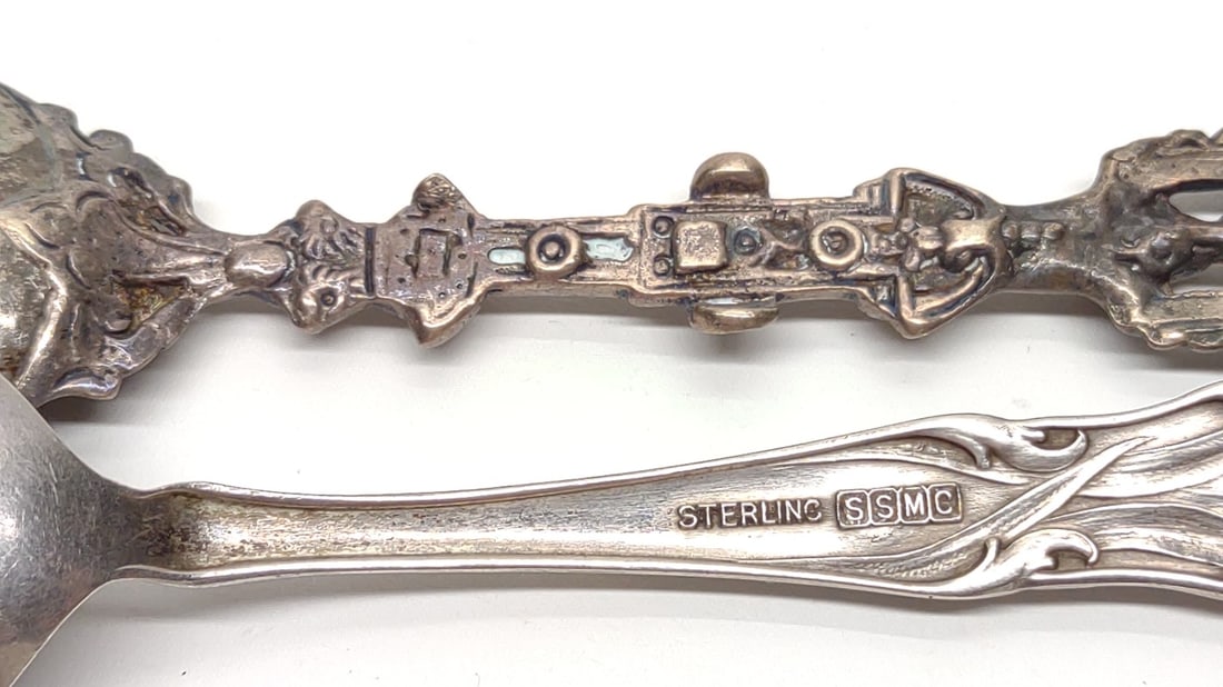 7 Sterling Silver Rattle, Button Hook & Flatware - 12