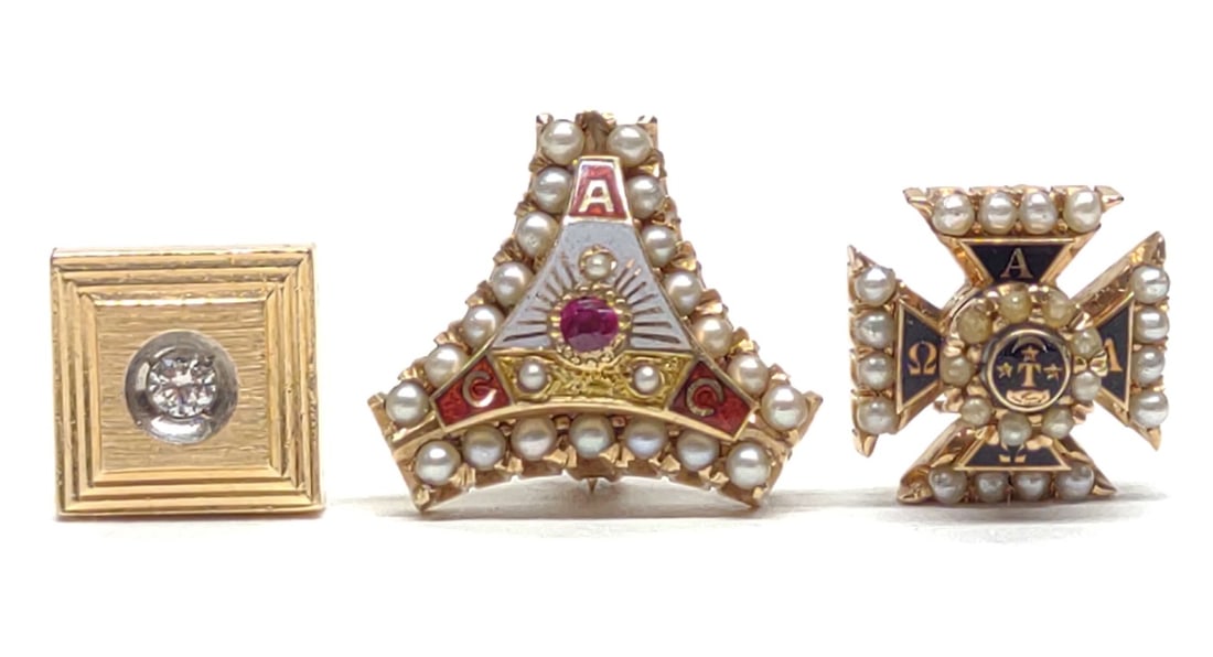 (3) 14 karat Yellow Gold Fraternal Pins (1 of 7)