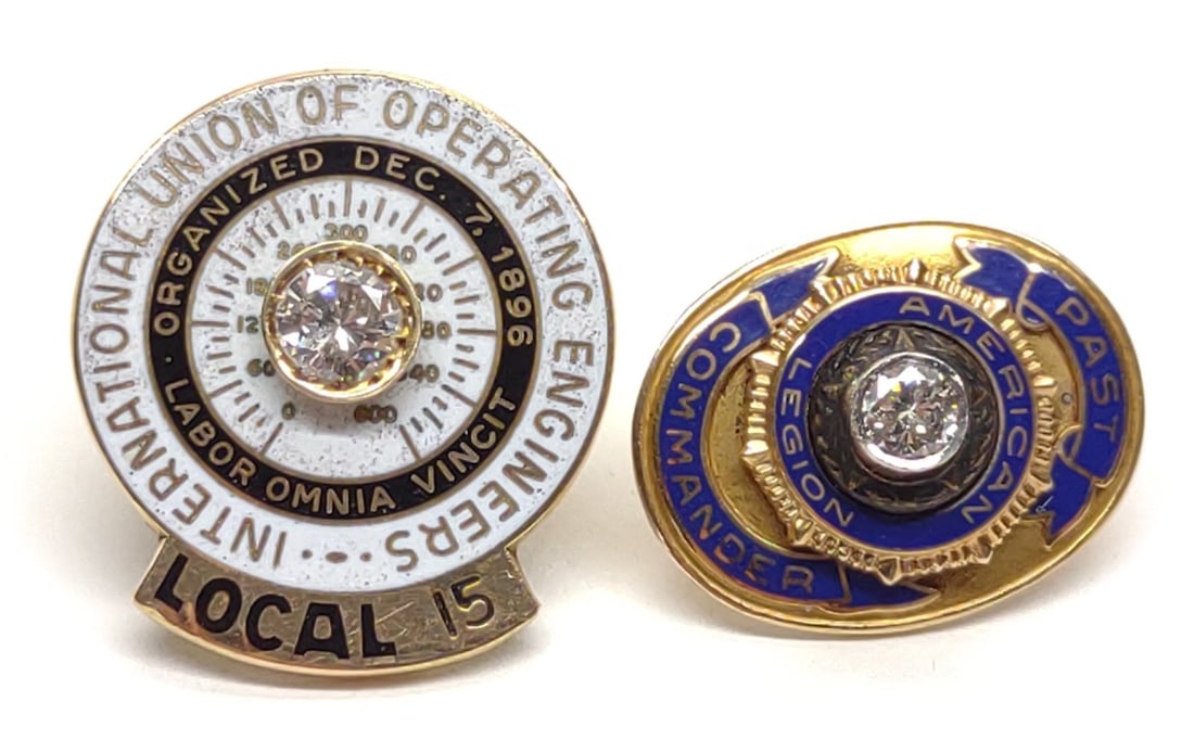 (2) 14K Gold & Diamond Service Pins (1 of 6)