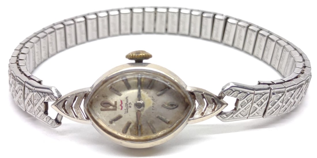 14K White Gold Waltham Ladies Wrist Watch (1 of 7)