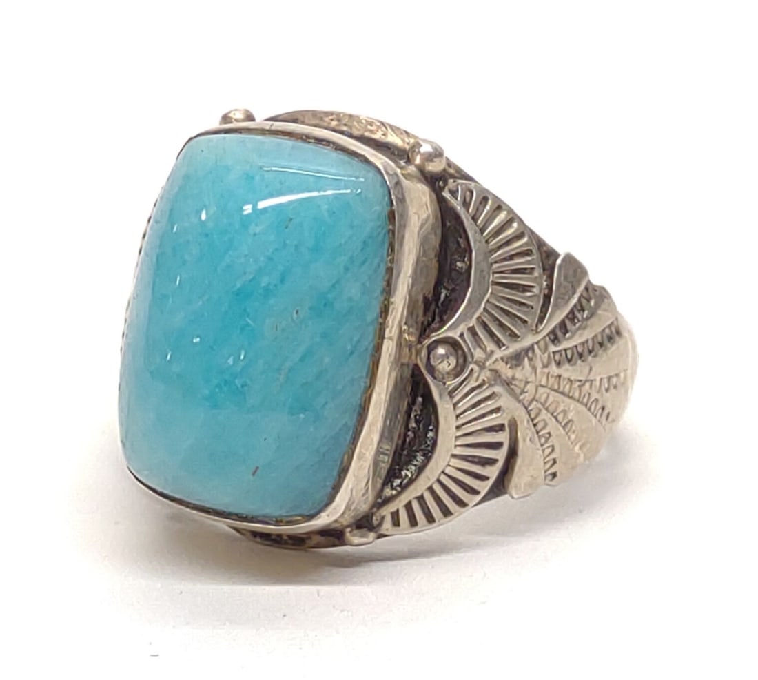 Navajo Mary Ann Spencer Sterling & Turquoise Ring (1 of 7)