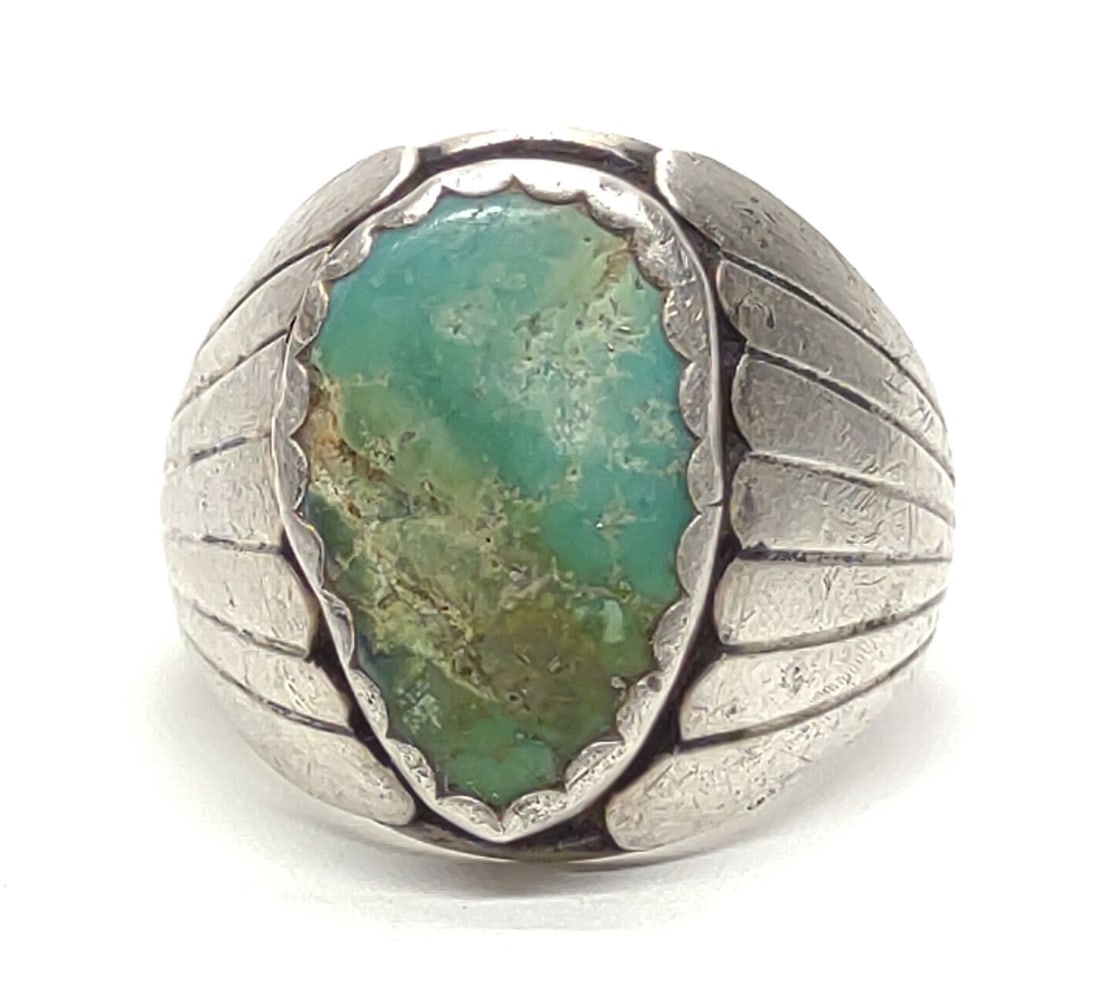 Sam Arviso Navajo Sterling Turquoise Ring sz 12.75 (1 of 6)