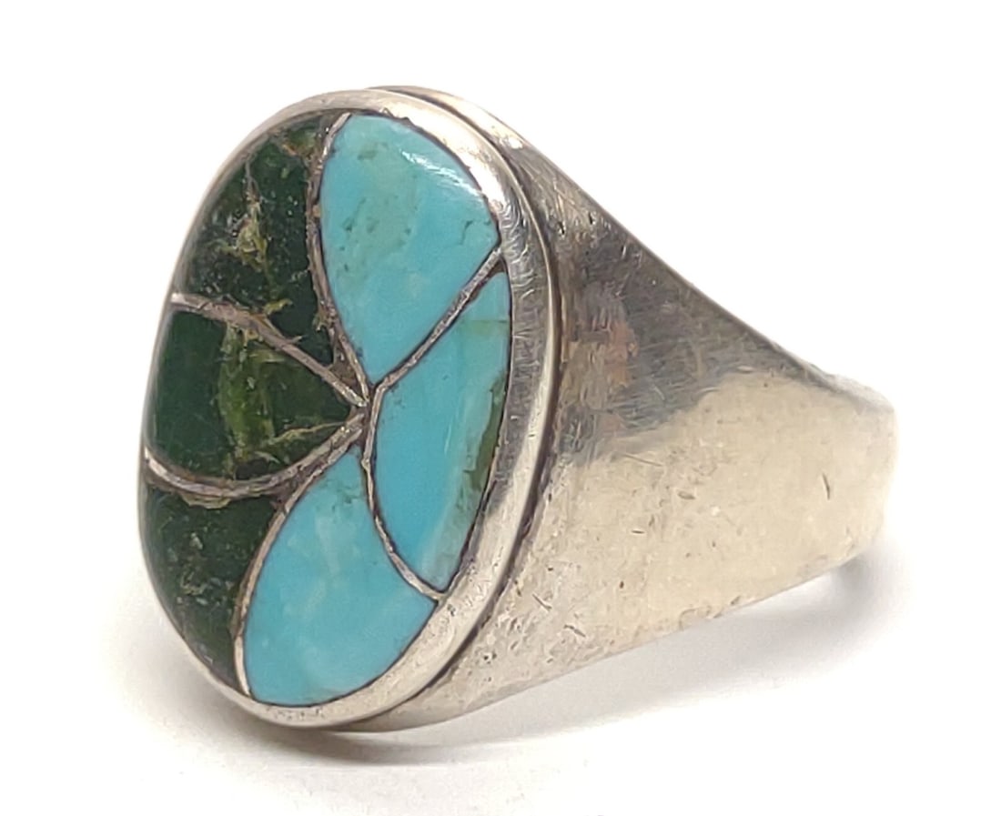 Zuni ELB Sterling Silver & Turquoise Ring sz 12.25 (1 of 6)
