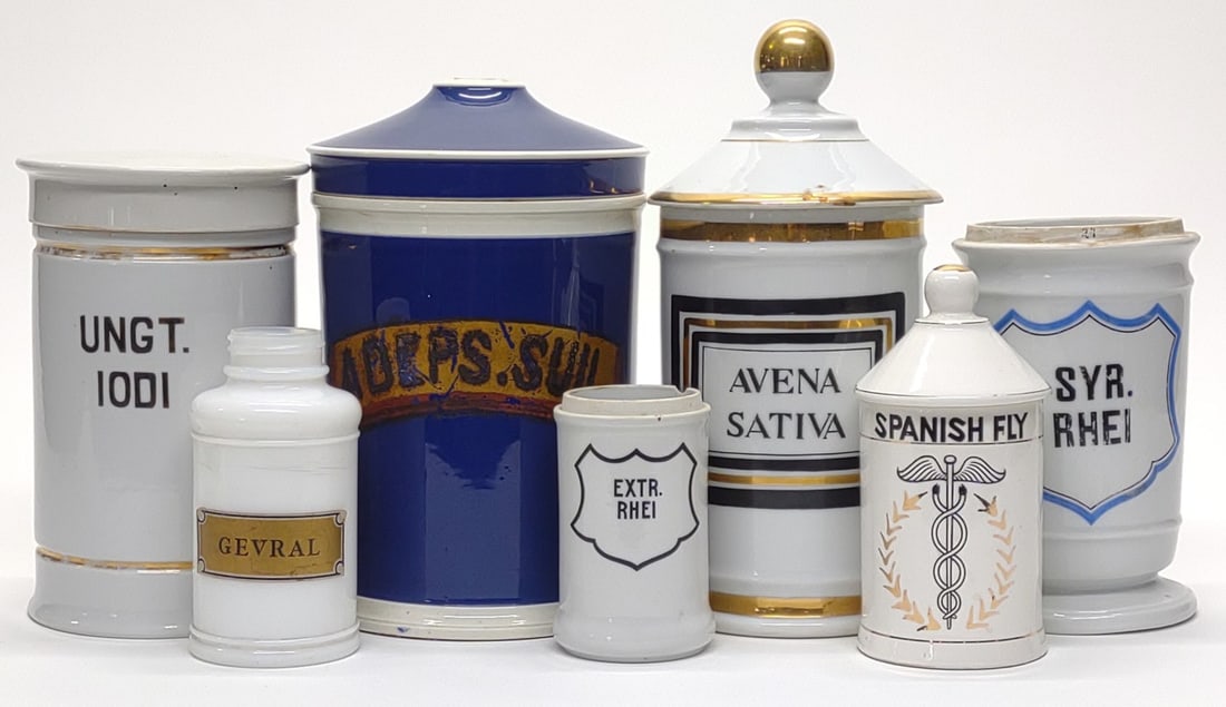 7 Ceramic Apothecary Pharmacy Jars (1 of 10)