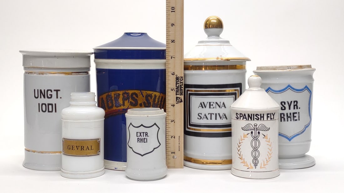 7 Ceramic Apothecary Pharmacy Jars - 2