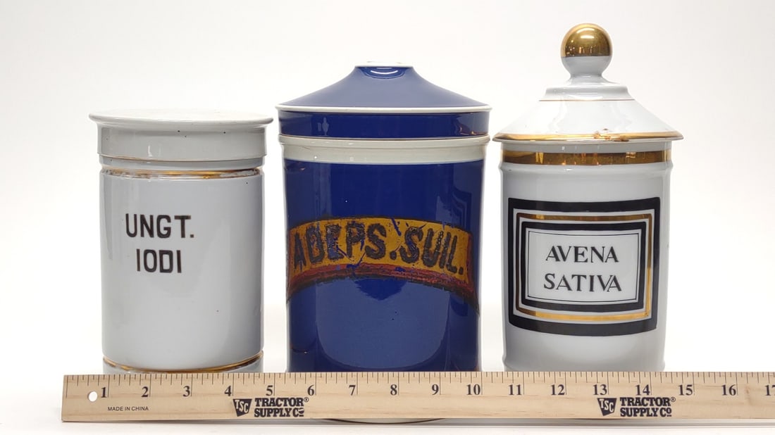 7 Ceramic Apothecary Pharmacy Jars - 3