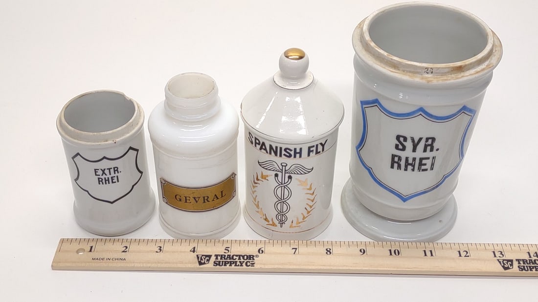 7 Ceramic Apothecary Pharmacy Jars - 8