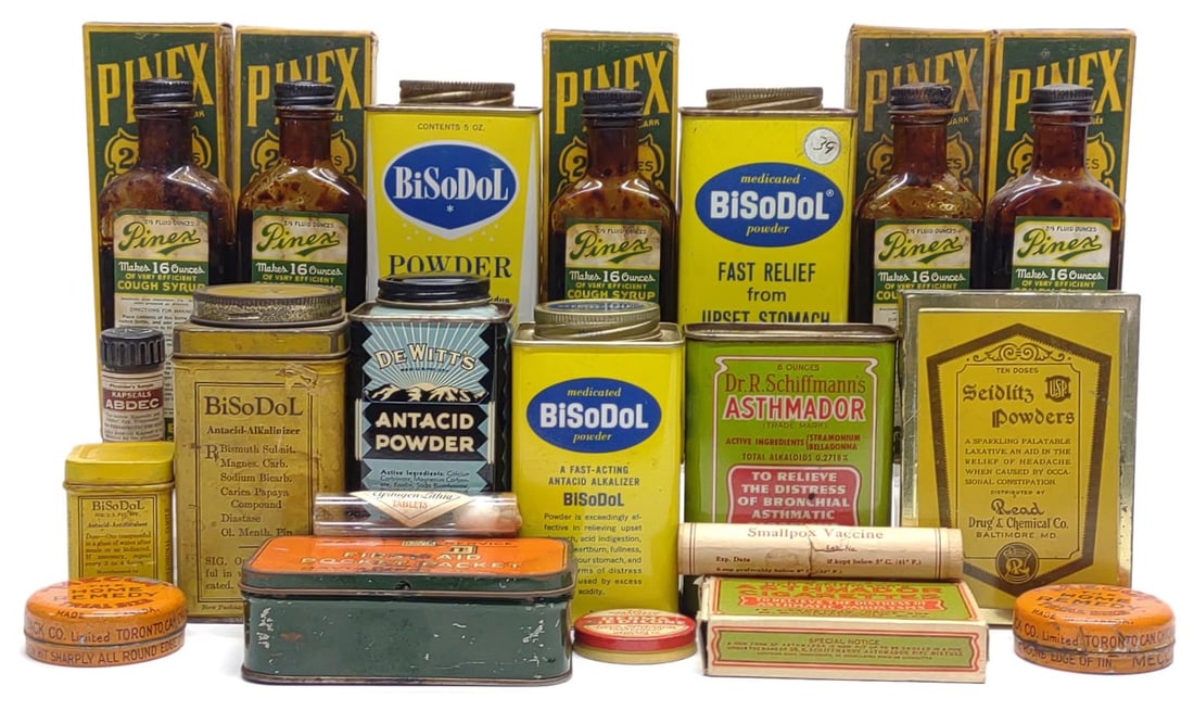 21 Vintage Medicine Advertising Tins & Bottles (1 of 8)