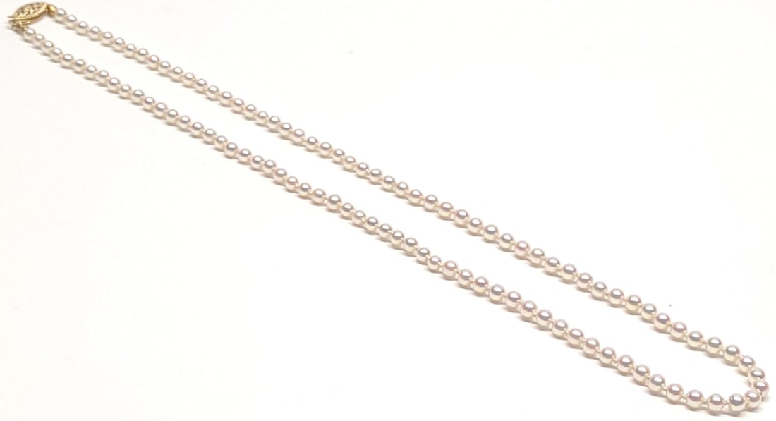 Vintage 14K Gold Seed Pearl 3.5mm Necklace (16.5") (1 of 6)